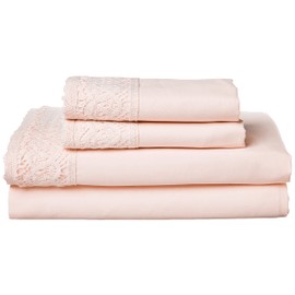 Modern Threads Soft Microfiber Crochet Lace Sheets - Luxurious Microfiber Bed Sheets - Includes Flat Sheet, Fitted Sheet with Deep Pockets, & Pillowcases Blush King