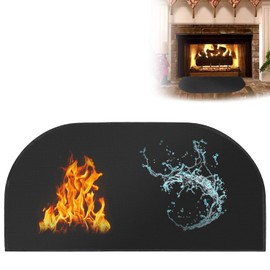 Nizirioo Spark Protection Plate for Fireplaces: 50 x 102 cm, Fireproof Underlay, Semi-Circular Fireproof Floor Protection Mat for Fireplaces, Spark Protection Plate, Stove Area for Fireplaces in the