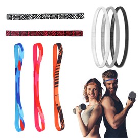 Sports Headband - Multicoloured Pack of 8 Unisex Sports Hair Bands for Football, Tennis, Running and More - Flexible, Non-Slip Headband for Boys, Girls and Men