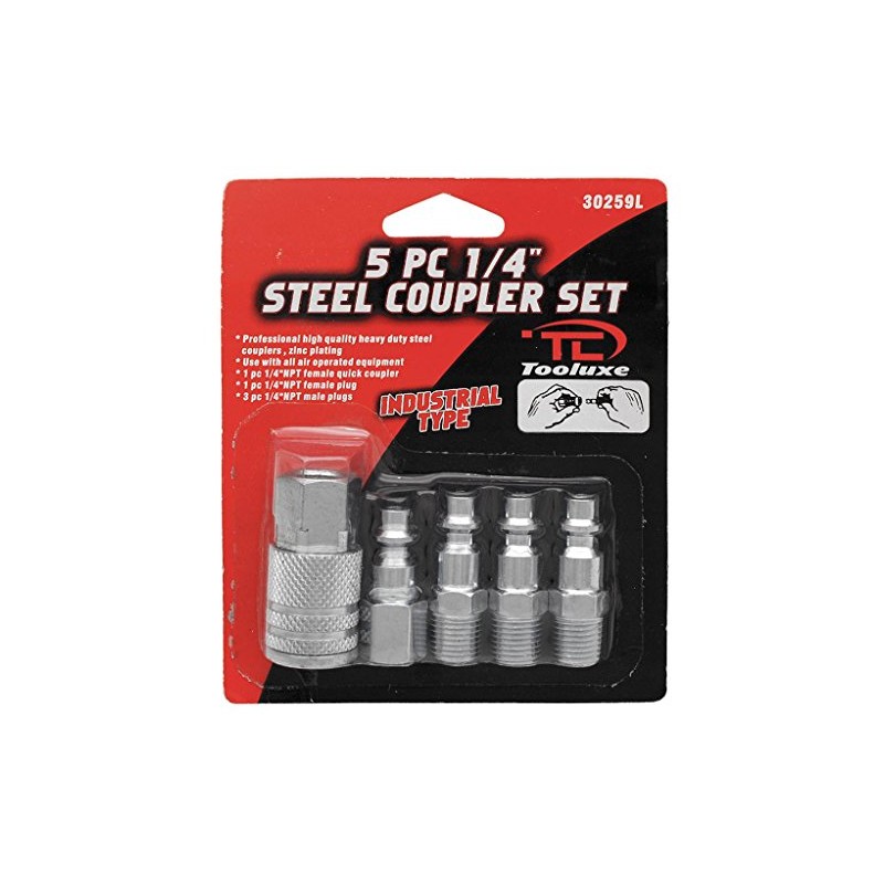 5pc 1/4" Steel Coupler Set Milton Type