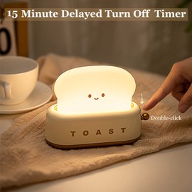 Cute Toast Lamp,Desk Decor Night Light,LED Dimmable Bread Light,Rechargeable Room Decor Lamp with Timer,Sleep Lamp for Bedroom Bedside Decorations,Gift for Teen Girls (Yellow)