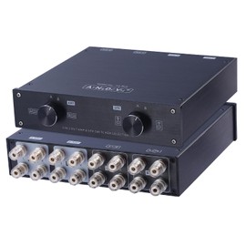 AtNeDcVh 2 Zone Amplifier Speaker Lossless Switcher Selector, 2 in 2 Out Amps Speakers Switch Control Box Splitter, 2 Way Stereo Audio A B Switches