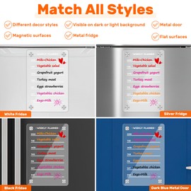 Acrylic Magnetic Calendar for Fridge, Weekly Planner Transparent Dry Erase Board for Refrigerator includes 4 Colors Markers and Eraser Apartment Decor Must Haves Acrylic Board for Kitchen（12"X8"）