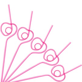 12PCS Silly Crazy Straws Reusable Pink Heart Shape Drinking Straws