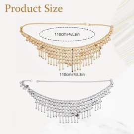 NICENEEDED 2 Pcs Belly Dance Hip Scarf, Belly Dancing Skirt Hip Scarves, Wrap Belt Sash Skirt Belt Waist Chain with Dangling Gold Sliver Coins for Performance Costume Belly Dance Yoga Class