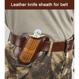 Leather Knife Sheath for Belts,Fits Folding Knife Sheath(Brown)