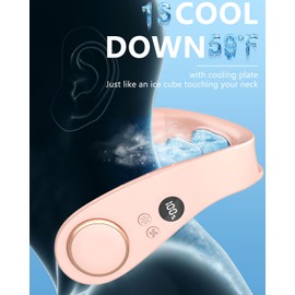 Neck Fans that Blow Cold Air,Neck Air Conditioner Rechargeable Battery Powered Neck Fan,Cordless Leafless Quiet Face Portable Fan for Travel,Best Gifts for Mother's Day Father's Day Birthday Pink