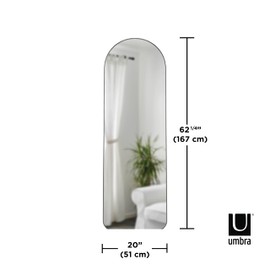 Umbra Hubba Arched Floor Length Mirror with Metallic Frame, Leaning or Wall-Mount, Modern Style for Bedroom, Bathroom, Entryway and More, 62 x 20-Inch, Titanium