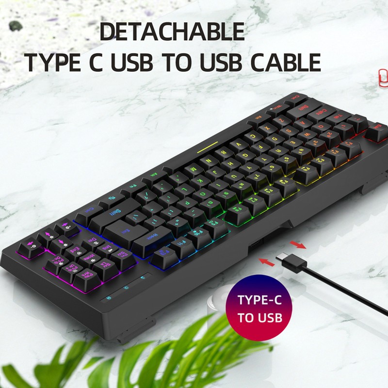 2.4G Wireless Keyboard 87 Keys RGB Backlight 1800mAh Battery Office