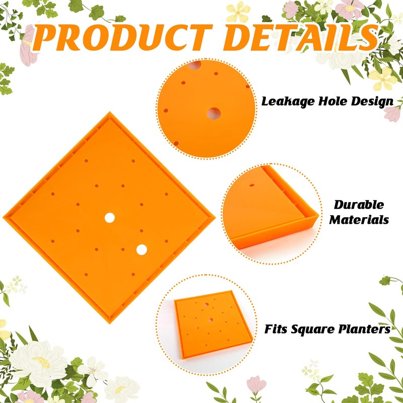 Conderyang 2Pcs 11" Square Planter Insert, Durable Plastic Plant Pot