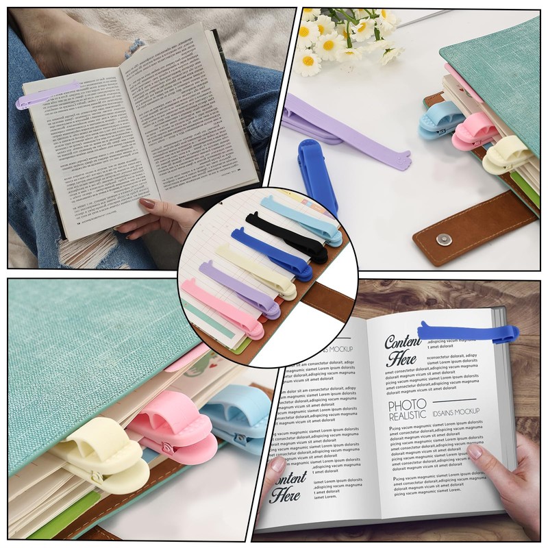 6Pcs Automatic Bookmark, Silicone Book Marks for Reading Women, Men,