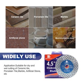 Diamond Saw Blade Tile Cutting Disc 4 1/2 inch - BRSCHNITT for 7/8”- 5/8” Arbor Angle Grinder for Cutting Grinding Porcelain Ceramic Marble Artificial Stoneware