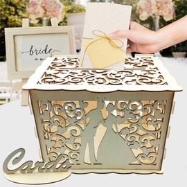 Generic Card Box For Party, Wedding Keepsake Box Wooden Receptions Box, Suitable For Opinion Collection, Letter Collection Strong And Not Easy To Damage, Fashionable And Beautiful