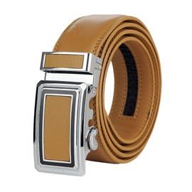 NYFASHION101 Men's Genuine Leather Ratchet Dress Trim to Fit Belt with Automatic Buckle, FDL065, Tan, Large