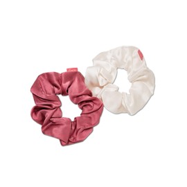 Sonix Scrunchies, Silk Two-Tone Hair Tie Set - Dusty Mauve and Cream