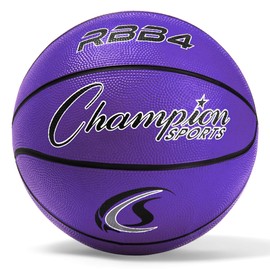 Champion Sports Heavy Duty Rubber Cover Nylon Basketballs-Intermediate (Purple, Size 6)
