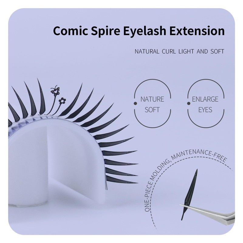 ANNAFRIS ComicFox, 0.07D, 9-13 Eyelash Extensions, Artificial Eyelash Clusters, Volume