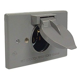 Hubbell RACO 5153-0 15A Motor Plug Base Weatherproof Device Cover, 1-Gang, Gray