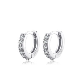 Hoop Earrings 925 Silver for Women Zirconia Small Hoop Earrings Hypoallergenic Hoop Earrings Hoop Earrings, Sterling Silver, Cubic Zirconia
