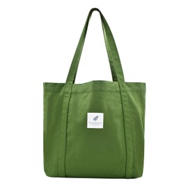 Women's Fabric Bags Tote Bag Plain Shoulder Bag Lightweight Large Capacity Student Shopping Beach Bag, Green
