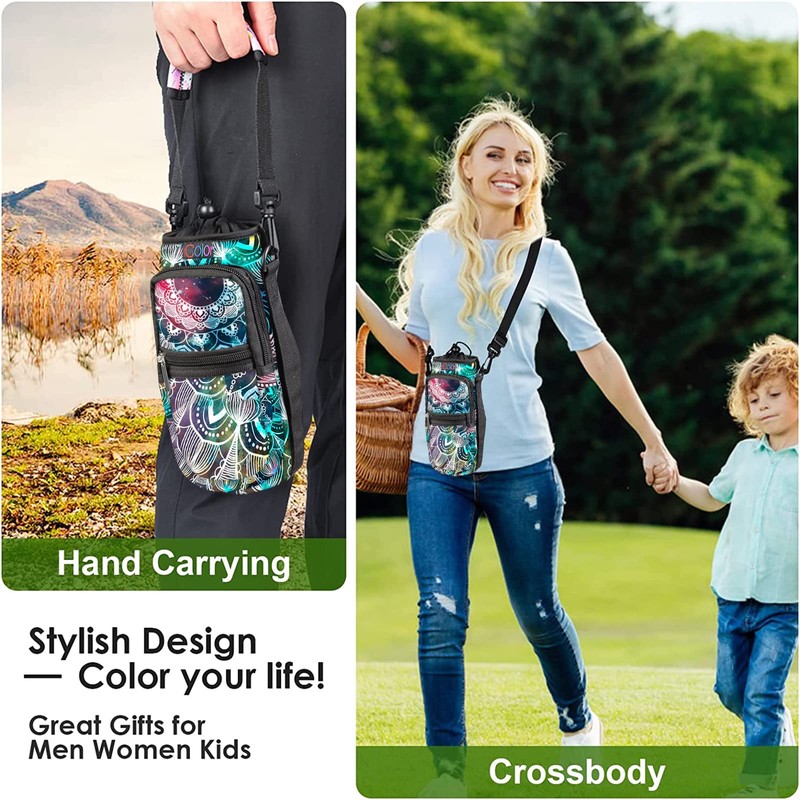 icolor Water Bottle Carrier Bag Holder 25/32/40/64oz,Adjustable Padded Shoulder &
