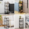 wonline 4 Tier Slim Metal Storage Cart with Walnut Wood