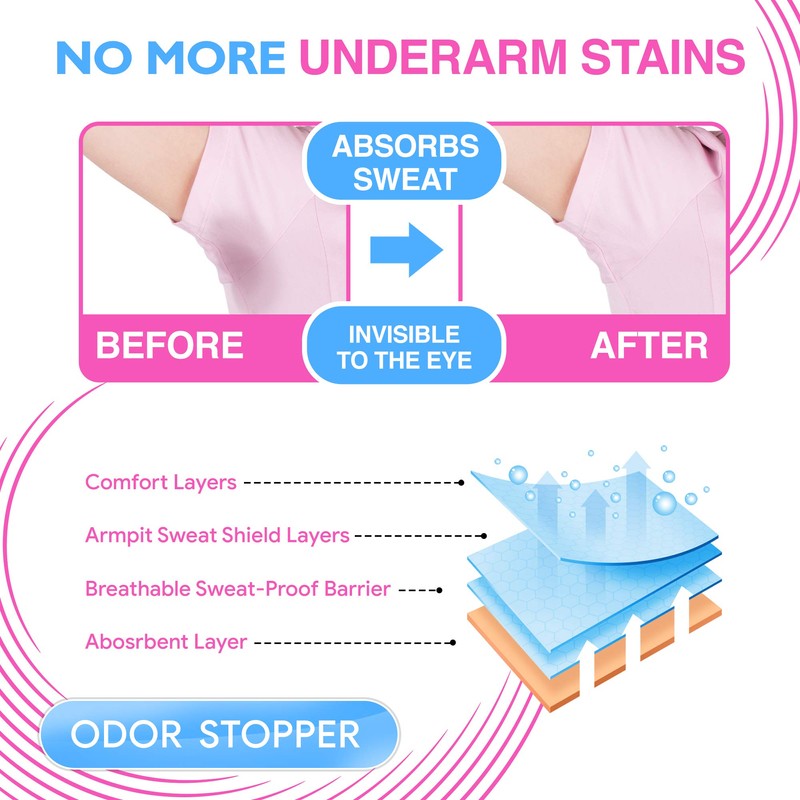 100 Pcs Large Underarm Sweat Pads for Women - Armpit