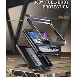 For Moto Razr 2024 Case Poetic with Kickstand Shockproof Cover Gun Metal