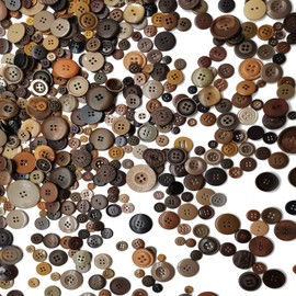 330g Brown Buttons for Crafts Bulk Assorted Size Tan Craft Button for Art, DIY Crafting, Christmas Decoration
