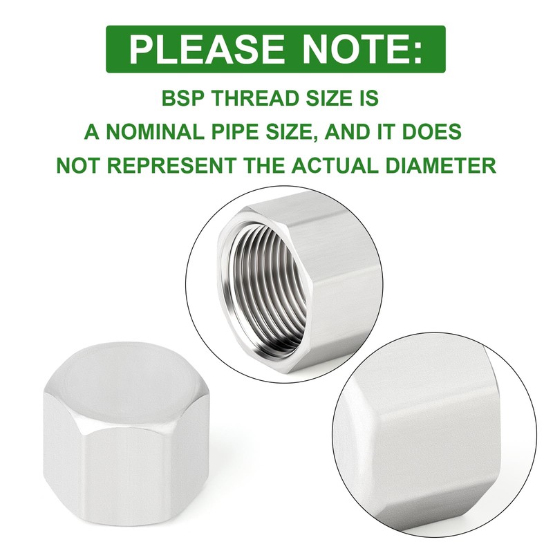 TAISHER 5PCS 304 Stainless Steel Cap Pipe Plug Socket Fitting