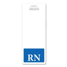 Oversized RN Badge Buddy - Vertical Extra Large Badge Buddies for Registered Nurses - 2 1/8 X 5 1/2 Role Identification Badge Backer Card for Nurses - USA Printed by Specialist ID (Blue)