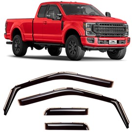Voron Glass in-Channel Extra Durable Rain Guards for Ford F250 to F550 Super Duty 2017-2022 SuperCab, Window Deflectors, Vent Window Visors, 4 Pieces - 200595