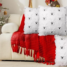 GODAYS 2 PCS Christmas Pillow Covers 18 x 18 Inch Soft Plush Christmas Elk Throw Pillows Pillowcases Christmas Decorations for Sofa Couch Winter Home Decor