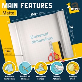 Matte Self Adhesive Laminating Roll 12” x 15ft - 5 MIL Durable Clear Matte Sticker Laminate Film Roll for Anti-Glare Surface