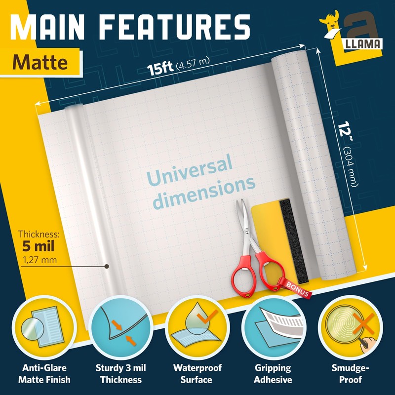 Matte Self Adhesive Laminating Roll 12” x 15ft - 5