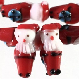 TMGP 6 Lampworked Glass 12x29mm Standing Santa Claus with Gift Beads 1.5-1.8mm Hole *