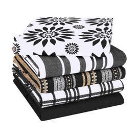 CottonCove Assorted Kitchen Towels Large 16x26 inches 100% Cotton Set of 5 - Soft Absorbent Washable Tea Towels for Kitchen - Dish Cloths Towels with Hanging Loop - Quick Drying Dish Towels Red