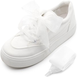 MKEHSH Snow Yarn Shoe Laces: 2 Pair 1.6 Inches Wide Pure White Flat Sneakers Shoelaces 47 Inch