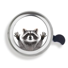 WIRESTER Silver Aluminum Round Bike Bell, Classic Ring Bicycle Bell, Bike Accessories Bell Ring for Adults Kids Girls Boys - Raccoon Hands Out