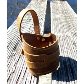 Generisch Leather Bracelet with Thumb Loop (Light Brown Left 18-22 cm)