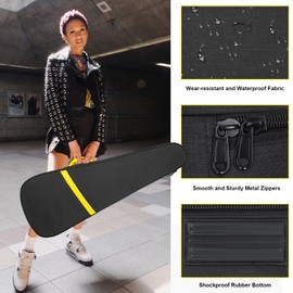 Muscab Electric Guitar Bag 7mm Padding Electric Guitar Case, 39 Inch Electric Guitar Gig Bag Backpack with Neck Strap and Pockets (Black/Yellow Strip)