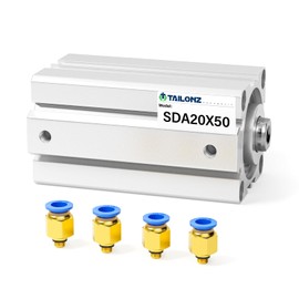 TAILONZ PNEUMATIC 20mm Bore 50mm Stroke Pneumatic Small Thin Cylinder Aluminum Pneumatic Air Cylinder SDA20-50