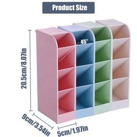 Tissting Desk Organizer, 4 Grid Vertical Pen Organizer, Plastic Desk Organizer Pen Holder Stationery, Multifunctional Marker Pencil Storage Caddy Tray for Office, School, Home (Beige)