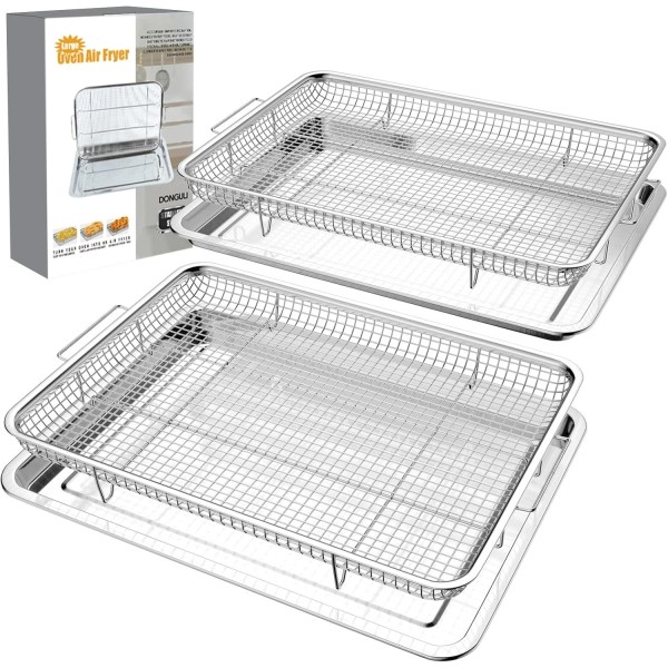 DONGULI Air Fryer Basket for Oven 15.7"x11.8", 2-Pair Set Large