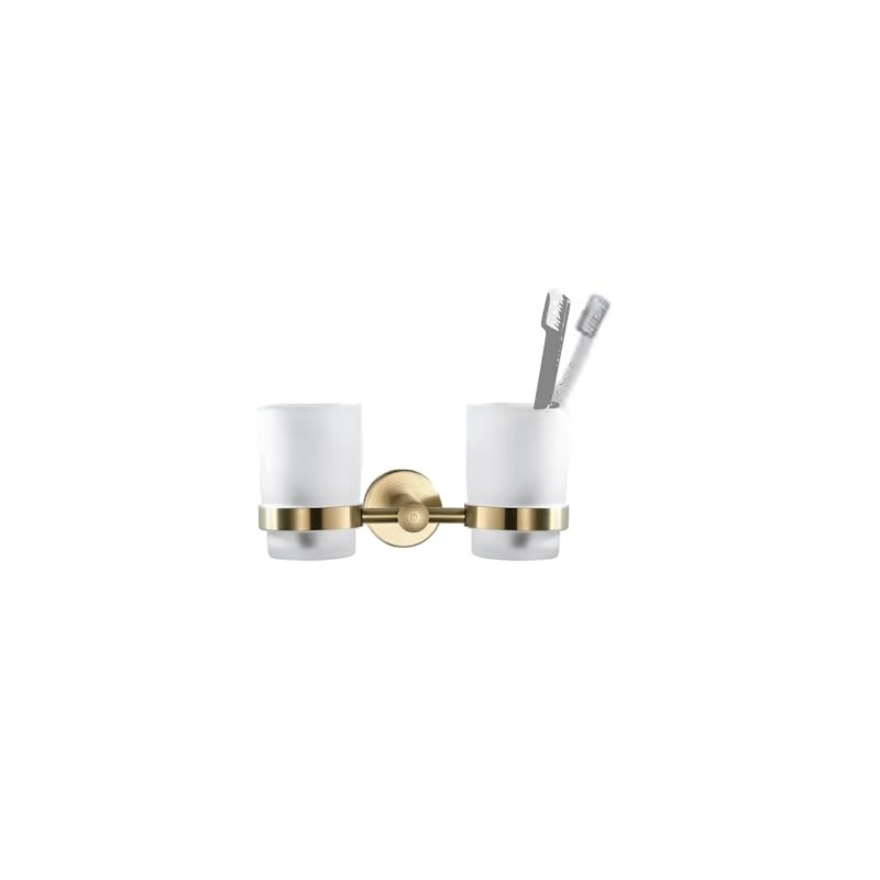 Housler® Brushed Brass Round Bathroom Accessories (Gold) (Round double Tumbler)