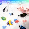 Clear Tropical Fish Shower Curtain Liner with Design, Lightweight Plastic