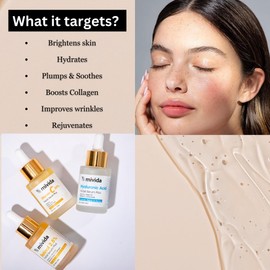 mivida Anti-Aging Serum Trio| 20% Vitamin C + Hyaluronic Acid + 2.5% Retinol Serums For Face | Brightening & Hydrating Skincare Set | Reduces Wrinkles & Fine Lines 3x1floz