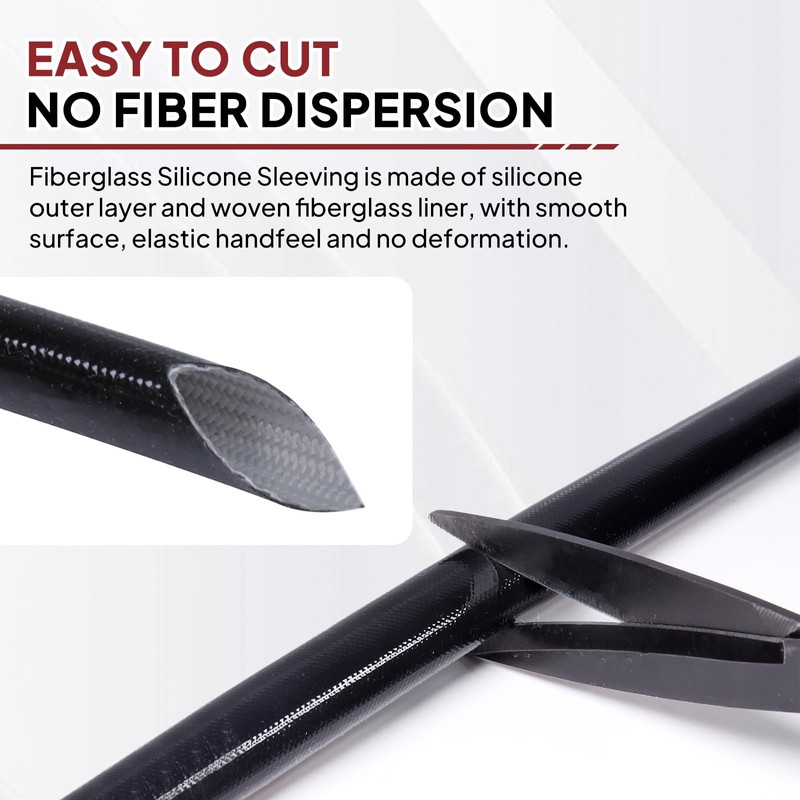 BuyUneed Silicone Fiberglass Sleeve,Heat Resistant Harness,High Temperature 392 Fahrenheit Heat