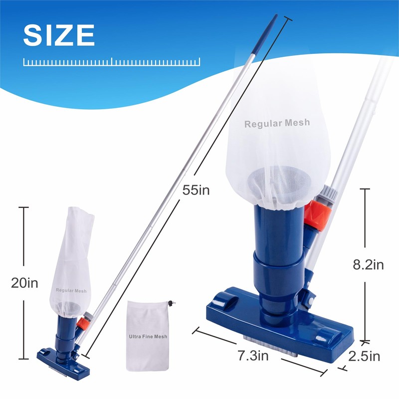 Upgraded Swimming Pool Spa Jet Vacuum Cleaner with Brush &
