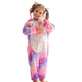 KAKU NANU Unicorn Onesies for Girls Kids Fluffy Pyjamas Age 4 5 6 Unicorn Gifts for Girls Pink